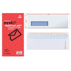 Oyal Diplomat Zarf Pencereli 90gr.10.5x24cm 25'li pkt